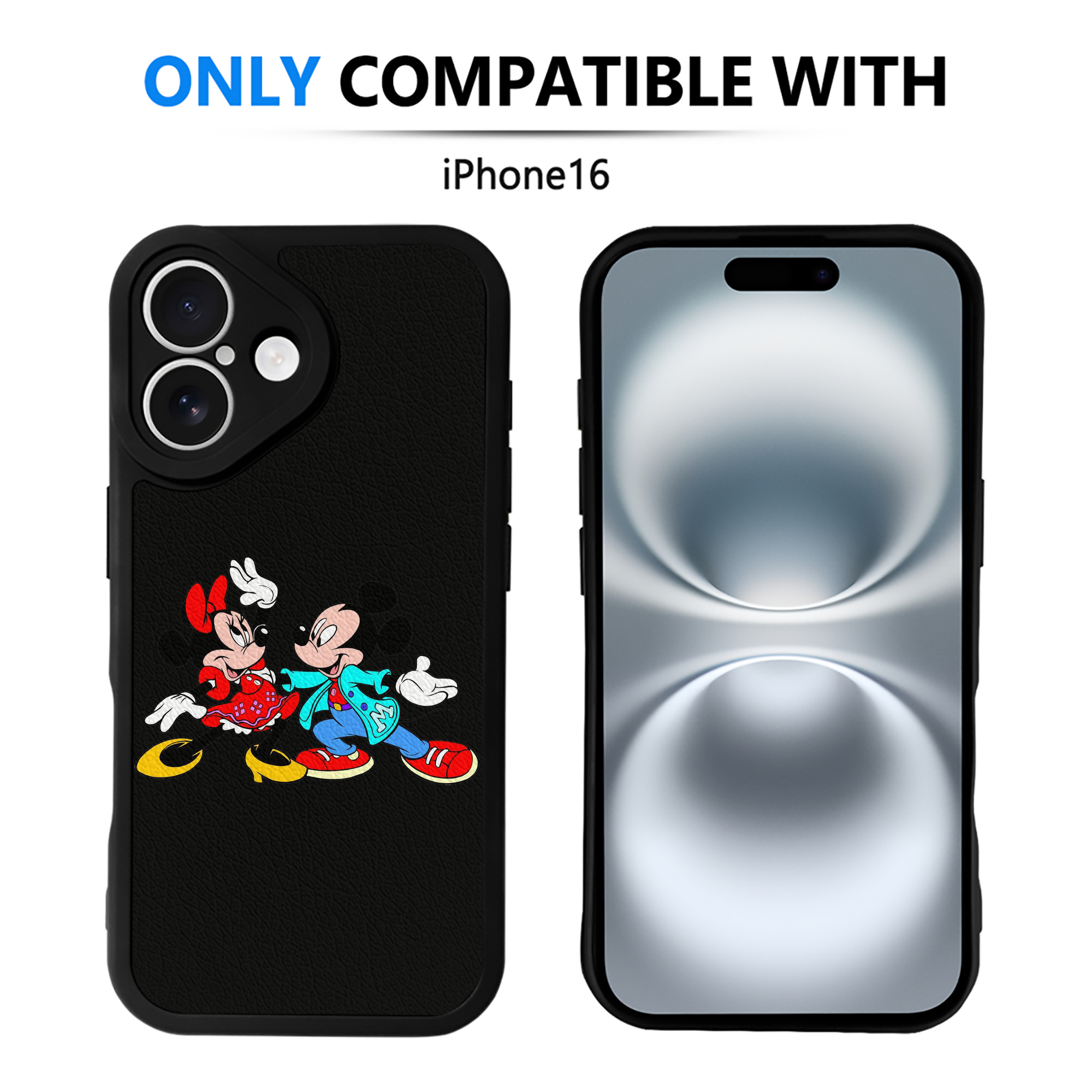 （画像用） ミッキーマウス Mickey Mouse 【iPhone 16シリーズ対応】シリコンスマホケース（レザー調） 材質：シリコン